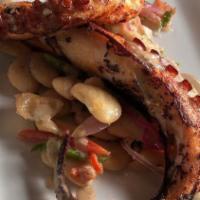 Chai-Grilled Octopus · (spicy limoncello vinaigrette and bean salad).