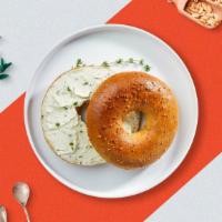 Bagel With Flavored Cream Cheese · Toasted bagel topped with flavored cream cheese.