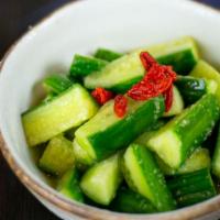 Cucumber Salad · diced cucumber with house made garlic dressing   GF V    . 蒜泥黄瓜