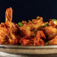 Kung Fu Shrimp · 🌶🌶️🌶️   GF  black tiger prawn with peanut, dried chili, peppercorn 香辣大虾. (the Entrée do n...