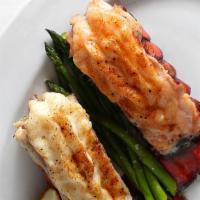 Twin Lobster Tails · Asparagus, Drawn Butter