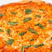 Vegan Margherita Pizza (V) · Vegan mozzarella cheese with marinara, tomato, and fresh basil.