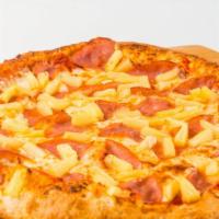 Vegan Hawaiian Pizza (V)
 · Vegan mozzarella with marinara, vegan  ham, and pineapple..