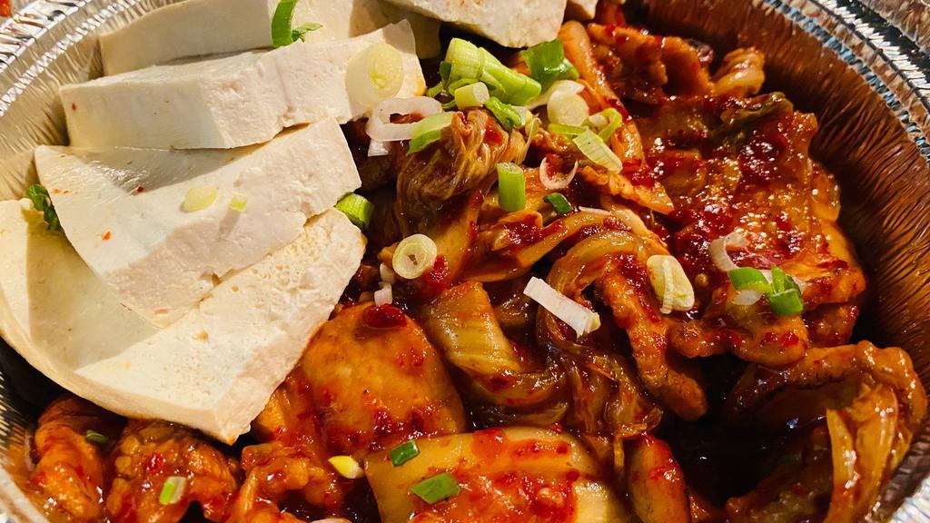 Tofu & Kimchi With Pork · No-meat option is also available.
Fermented handmade kimchi enhanced in the flavors of pork sided with warm tofu