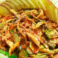 Golbangi & Jjolmyun · Chilled bai top shells salad and chewy noodles with spicy sauce.