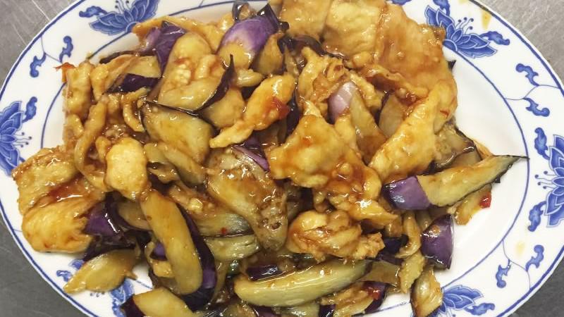 Eggplant And Chicken With Spicy Garlic Sauce · Spicy. Sliced chicken sautéed with eggplant in spicy garlic sauce. Hot and spicy.