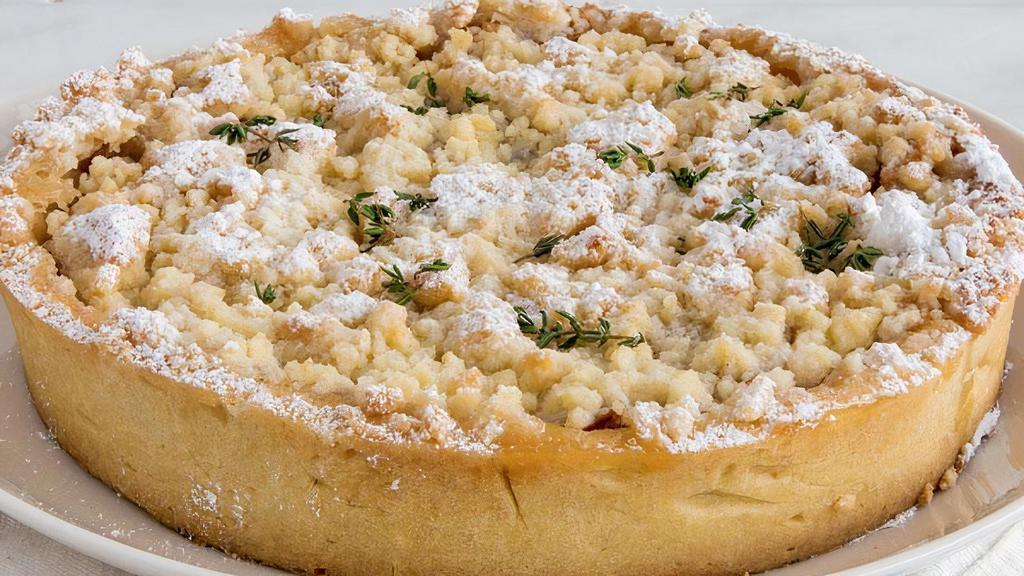 Gluten Free Apple Crumb · Our scrumptious Apple Crumb Pie is the perfect marriage between a French tart crust and an American apple pie. Chunks of local tart apples cooked with a delicate syrup, spiced with fresh thyme and rosemary and topped with an almond streusel in a delicious flaky crust.