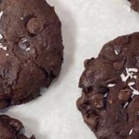Flourless Chocolate Heaven Cookie · 100% organic, gluten-free, vegan. Cocoa, flax seeds, chocolate chips.