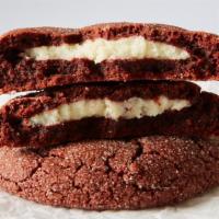 Red Velvet Cream Cheese · Cocoa infused Red Velvet dough with a smooth cream cheese and white chocolate chips.