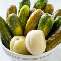 Pickles From The Barrel · Choose your quart: half sour pickles, full sour pickles, pickled tomatoes, or a mix.
