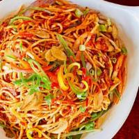 Hakka Noodles · Soft noodles stir fried with vegetables and Indo-Chinese spices