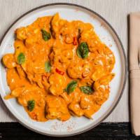 Sacchetti Al Peperoncino Dinner · Spicy. Spicy ground sausage, calabrian chillies and tequila pink cream sauce.