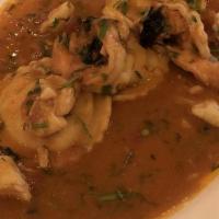 Ravioli All' Aragosta Dinner · Lobster filled ravioli, shrimp, blue crab and marechiaro sauce.