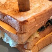 Eggstra Eggstra · Omelet with  Spinach, Mushrooms & Onion. Lettuce, Tomato & Mayo on two Texas toast Grilled C...