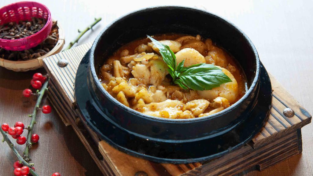 Seafood Combination Stone Pot · A combination of shrimps, scallop and flounder filet with beech mushrooms and Chinese yam, prepared in a Chinese curry sauce and served in a simmering hot stone pot.