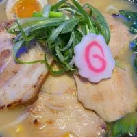 Muteki Ramen · Thin noodles in the chicken and pork broth, pork and chicken chashu, spinach, beans sprouts,...