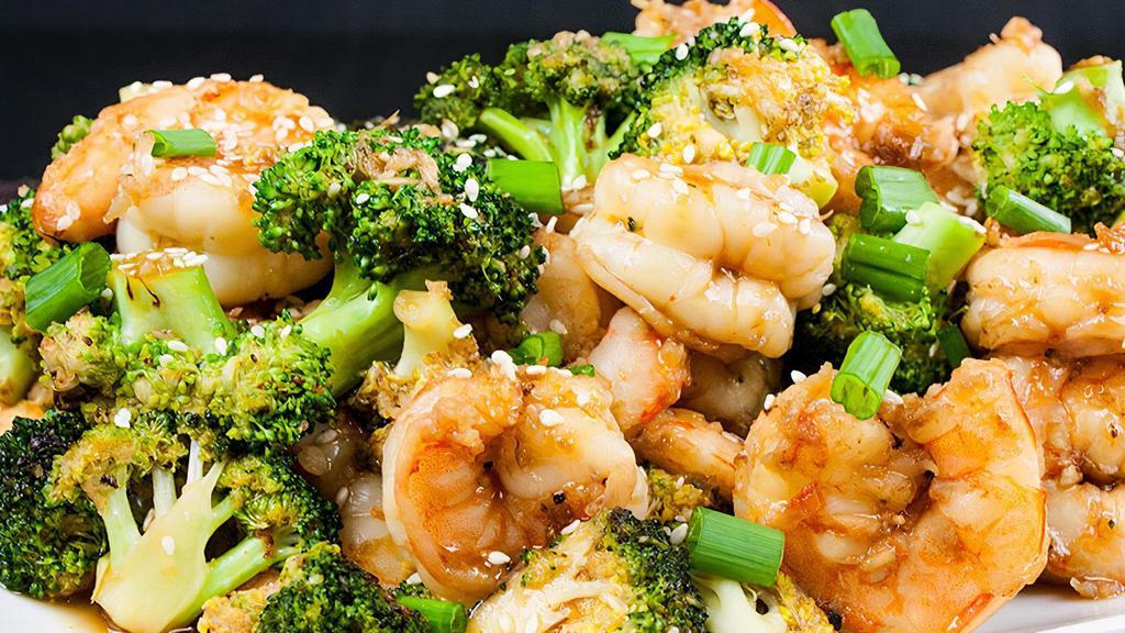 Shrimp With Broccoli · Served with roast pork fried rice.