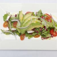 Morso Salad · Radicchio, endive, arugula, cherry tomatoes, red onions, avocado.