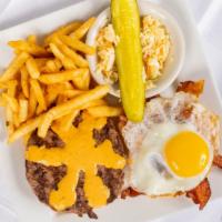 Chipotle Burger · 8oz Beef Burger w/ Bacon, Red Onions, Fried Egg up, W/ Cheddar Cheese & Chipotle mayo Served...