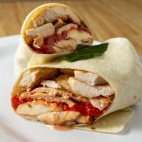 Grilled Chicken Italiano Wrap · Grilled Chicken, Fresh Mozzarella, Roasted Red Peppers and Balsamic Glaze.