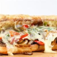 Philly Cheesesteak Sub · With peppers and onions.