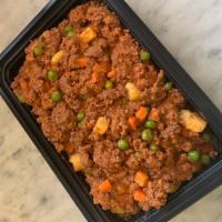 Beef Picadillo · 1.5 lbs of ground beef, potatoes, carrots and peas.
