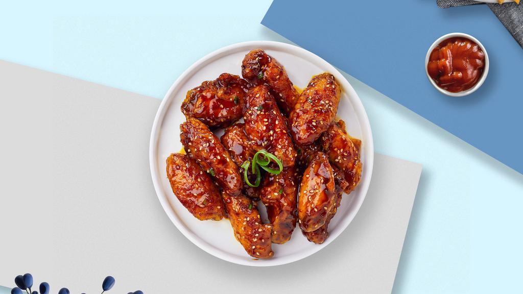 Happy Seoul'S Wings · Fresh chicken wings fried until golden brown, and tossed in soy sauce, brown sugar, honey, and sesame seeds.