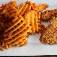 Kids' Chicken Bites · with French fries.