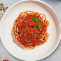 Basil Bliss Tomato Pasta (Angel Hair) · Angel hair pasta infused in our famous roma tomato basil sauce.