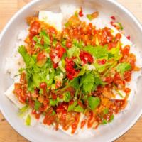 Spicy Pork/ $5 Off · Pork marinated in gochujang sauce, ginger, garlic, onion, Asian pear; sprinkled with jalapen...