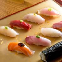 Sushi Omakase · Nine pieces of sushi katsuei's signature sushi and one toro scallion cut roll. Sushi selecte...