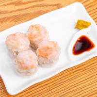 Shumai (6) · Steamed shrimp dumplings. Six pieces per order.