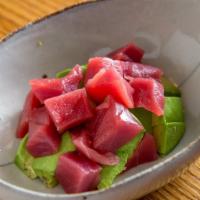 Maguro Avo · Diced tuna, avocado and fresh wasabi sauce.
