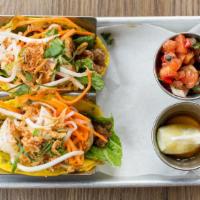 Viet Taco · Grilled Shrimp w. Slow Braised Ground Pork