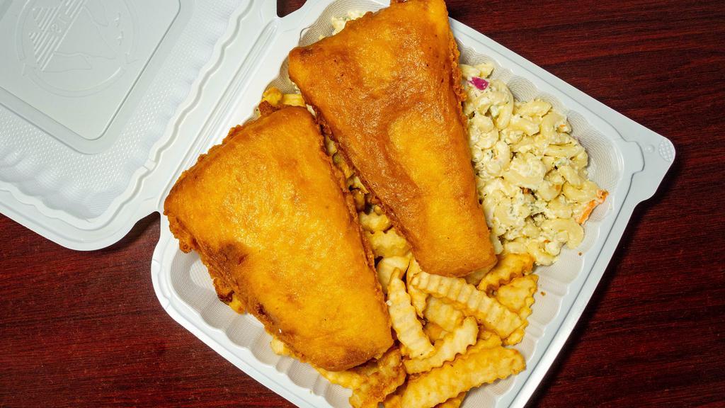 Fish Fry  (Everyday) · 12 oz. Beer Batter Cod  with 2 Sides and Bread
