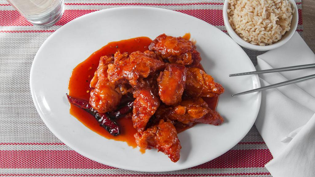 General Tso’S Chicken · All-white meat chicken in spicy, savory and slightly sweet sauce.