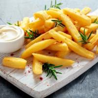 French Fries · Cut potatoes deep-fried and salted.
