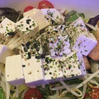 Cold Tofu Plate · With furikake, ginger green onion sauce and shoyu. Vegetarian.