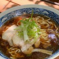 Showa Classic · No. 422: Chicken, anchovy & bonito special shoyu broth topped with 2pcs of pork chashu, scal...