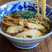 Jidori Ramen · light clear chicken broth, chewy noodle, jidori grilled chicken, white cabagge, scallion