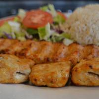 Chicken Shish & Chicken Adana Combo Kebab · Served with salad and side.