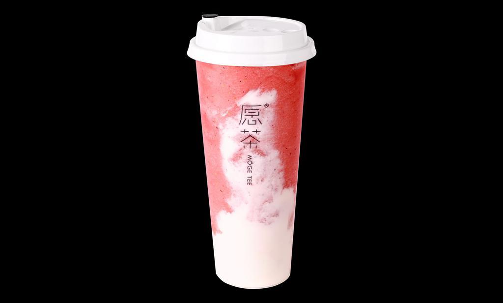 Cheese Foam Berry Tea / 芝士莓莓茶 · Made with fresh raspberry and blueberry. combine with green tea and cheese foam on top  / 采用新鲜甜美的覆盆子、蓝莓和清新绿茶制作而成并加入了咸甜绵柔的芝士奶盖
