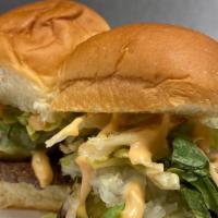 Big Mick Slider · Slider Patty, lettuce, cheese, pickles, onions, copycat Big Mack Sauce