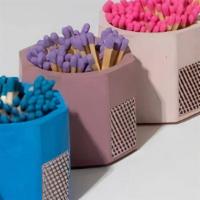 Colored Matchstick Holder · Each match stick holder is hand-poured concrete with a cork bottom to protect your surfaces....