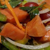 Fruit Papaya Salad · Low-calorie salad with yummy green papaya, tomatoes, carrots, string bean and crushed peanut...