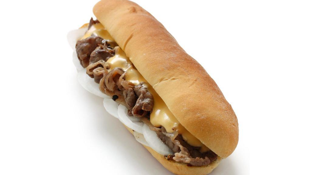 Philly Cheesesteak · Yummy classic stripped steak with melted cheese and grilled onions.