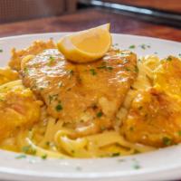 Flounder Francaise · Battered and sauteed in a lemon and butter sauce.