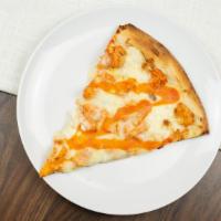 Buffalo Chicken Pizza · Mild, medium or hot with a side of bleu cheese.