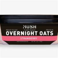 Mush Overnight Oats | Strawberry · Ingredients: Oats, coconut, h2o, strawberries, apples, & sea salt.