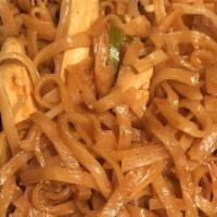 Pad Thai Noodles · Hot and spicy. Flat rice noodles sautéed in a light spicy-sweet sauce with browned tofu, bea...